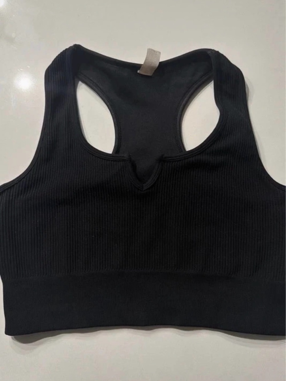 Velocity Black Ribbed Racerback Sports Crop Top